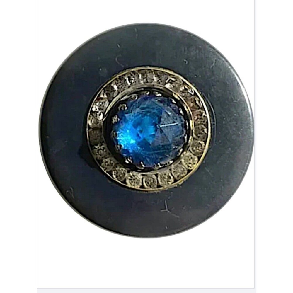 BAKELITE Vintage 1920's Art Deco Dress / Scarf Clip w/ Large Blue Rhinestone